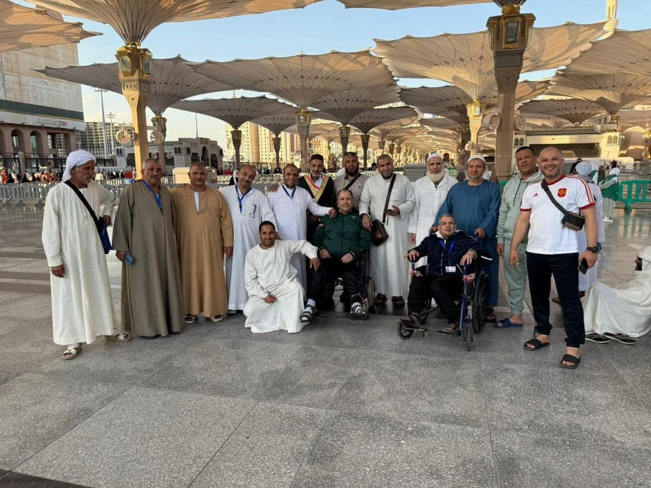 A Silk Road pilgrimage group outside the Prophet’s Mosque in Medina